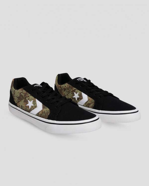 Converse El Distrito Mix And Match Sort Camo Sko Danmark - Converse Lave Sneakers Herre - 04915FNKS